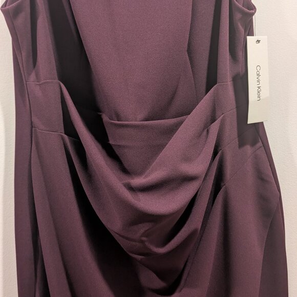 NWT Purple Calvin Klein Sleeveless Dress with Ruching, Size 14 - Picture 6 of 8